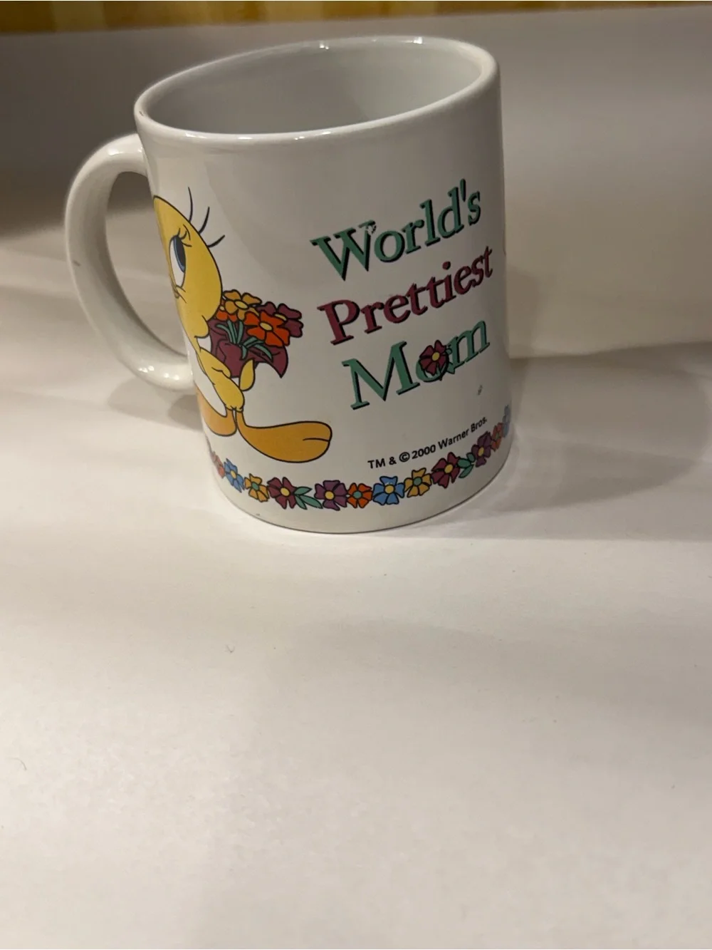 TWEETY BIRD MUG COFFEE CUP WORLD'S PRETTIEST MOM 2000 WARNER BROS GIFT FOR MOM